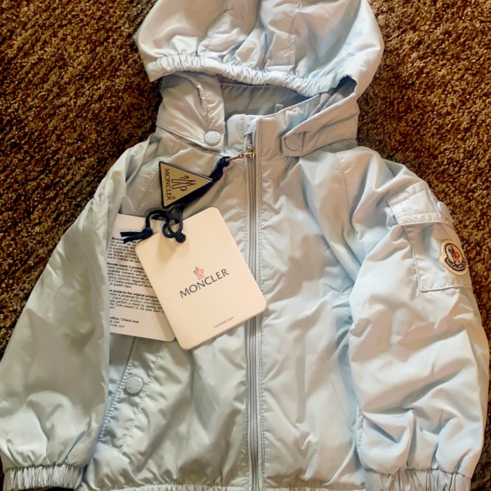 Moncler Pastel Blue Rain Coat 6-9 month baby unisex